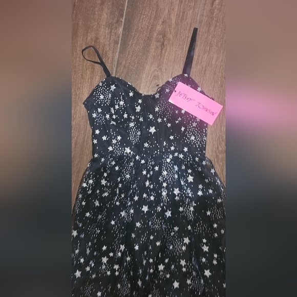 BESTSEY JOHNSON NYLON MESH BUSTIER TOP BLACK STARRY DRESS BRAND NEW SZ 2 - Picture 2 of 5